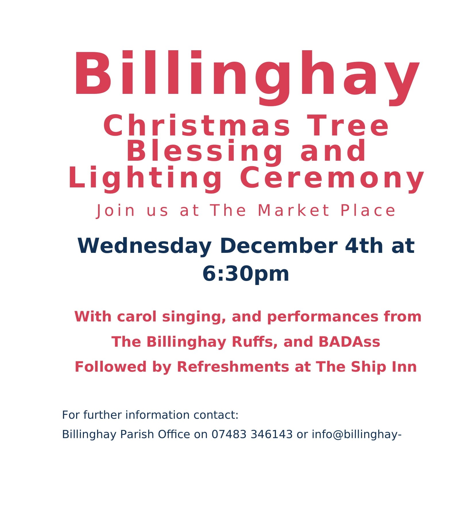 Billinghay Tree Lighting text